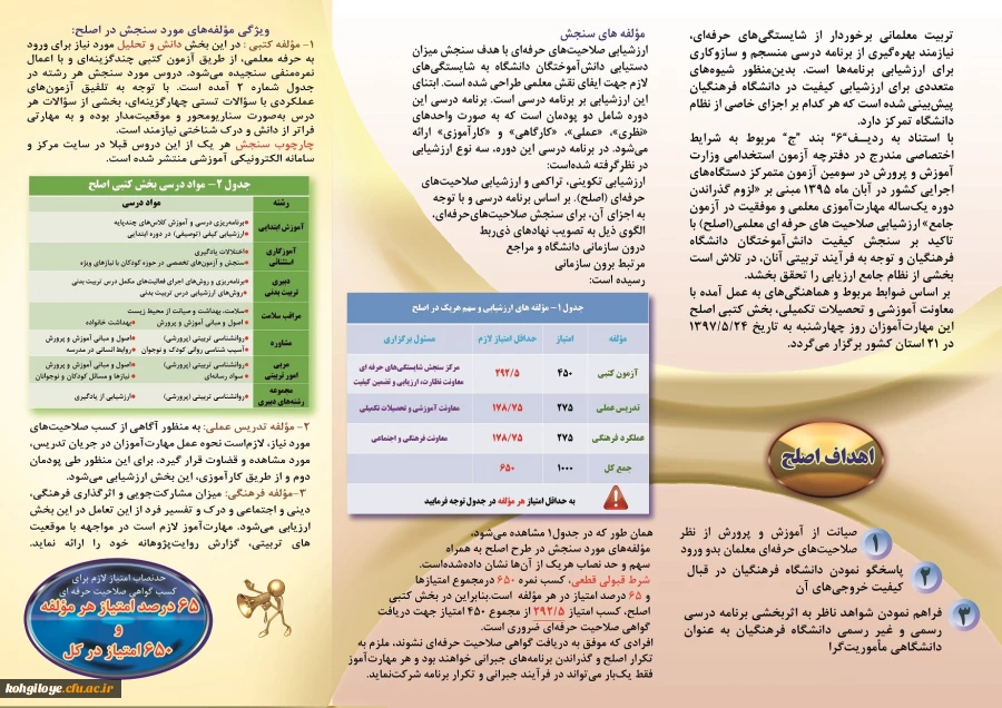 ارزشیابی صلاحیت های حرفه ای معلمی اعلام گردید 3