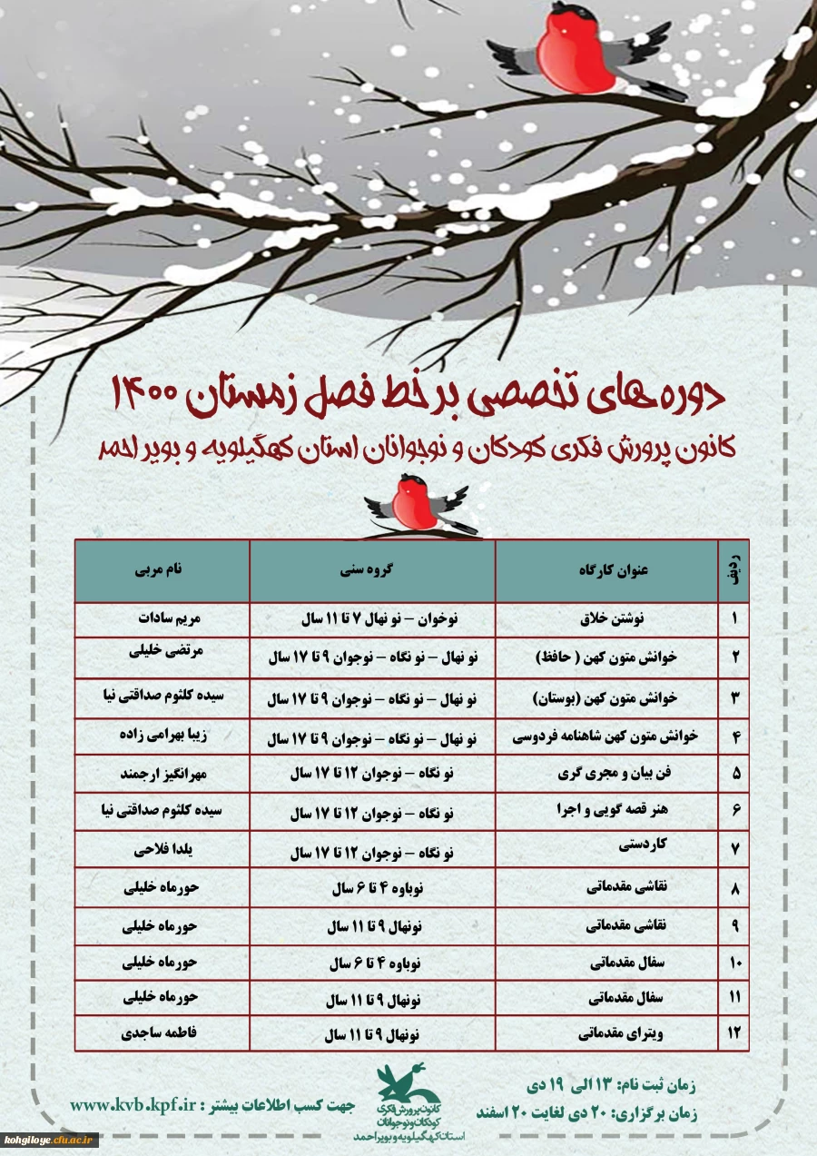 آغاز ثبت نام کارگاه های زمستانی آنلاین فرهنگی و هنری ویژه کودکان و نوجوانان 2