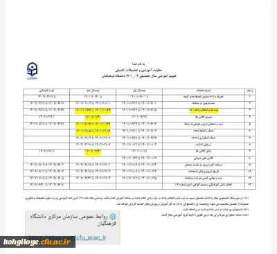 معاونت آموزشی و تحصیلات تکمیلی اعلام کرد:

تقویم آموزشی نیم سال دوم سال جاری 1402-1401
